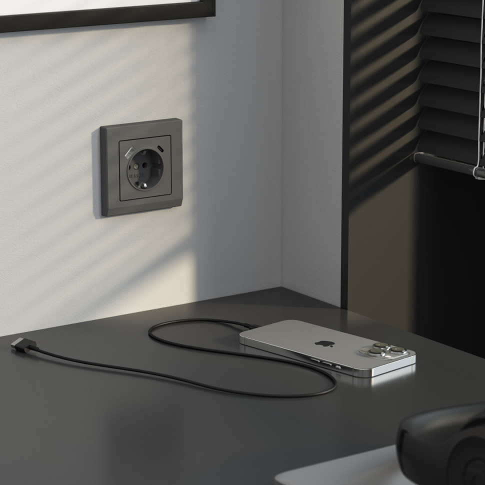 Рамка из поликарбоната на 1 пост Stark графит матовый W0011864