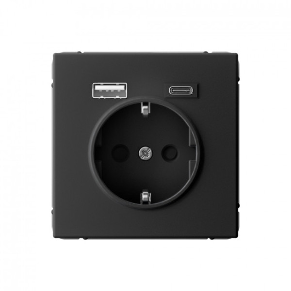 Розетка силовая 16A + USB A+C 2,4/3,0 А, 2 порта 1,5 А Schneider Electric Art Gallery Карбон GAL001032