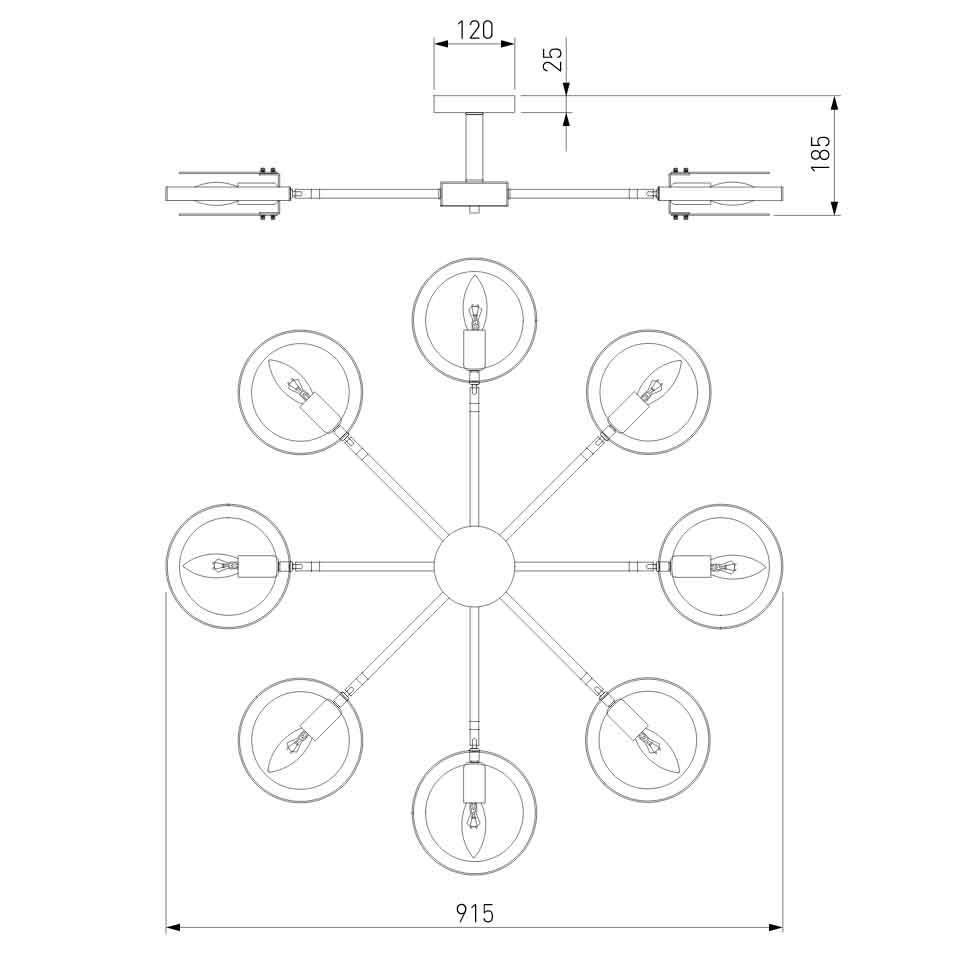 Потолочный светильник Eurosvet Gallo 70121/8 черный Smart a052342
