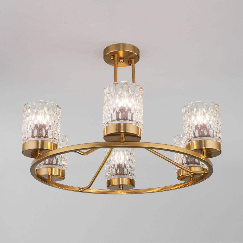 Потолочная люстра со стеклянными плафонами 60127/6 латунь