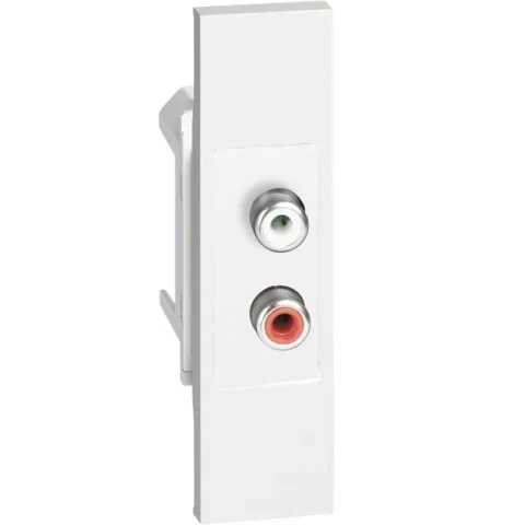 Розетка акустическая с разъёмами RCA 2 канала 1 модуль. Цвет Белый. Bticino серия Living Now. KW4269R+KW07 