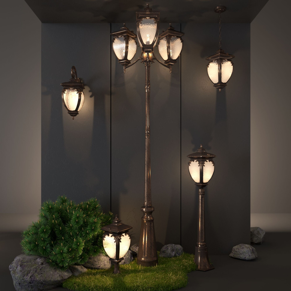 Уличный светильник на столбе Andromeda F/3 черное золото IP44 GLYF-8024F/3 черное золото