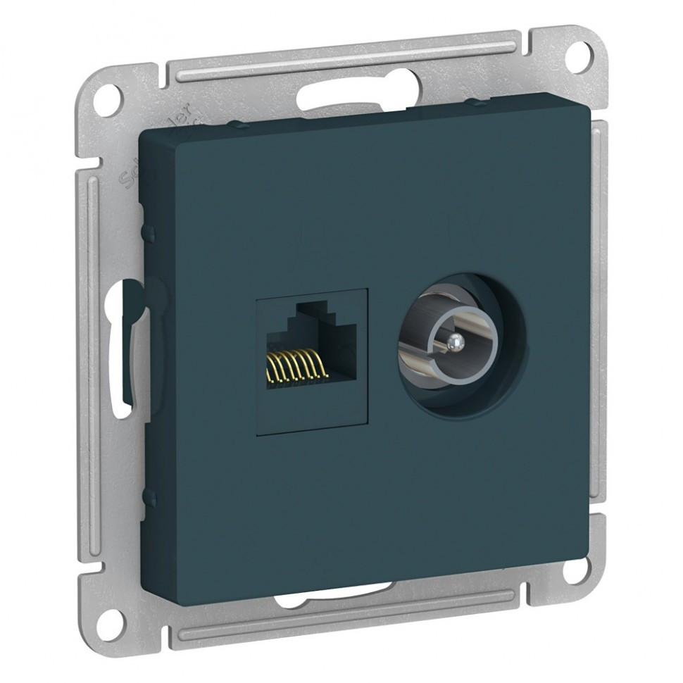 Розетка TV+RJ-45 Schneider Electric Atlas Design изумруд ATN000889