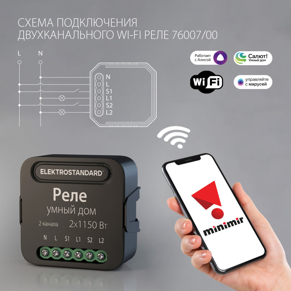 Умное двухканальное реле 76007/00