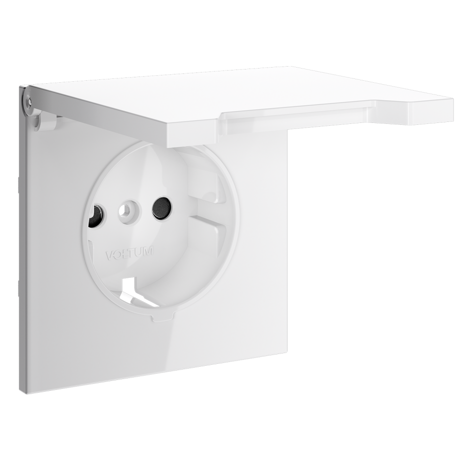 Накладка для розетки с заземлением, защитными шторками и крышкой, S70 (белый глянцевый)