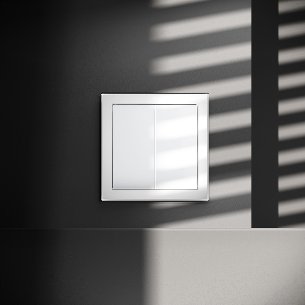 Выключатель встраиваемый VOLTUM S70 двухклавишный 10А, (белый глянцевый)