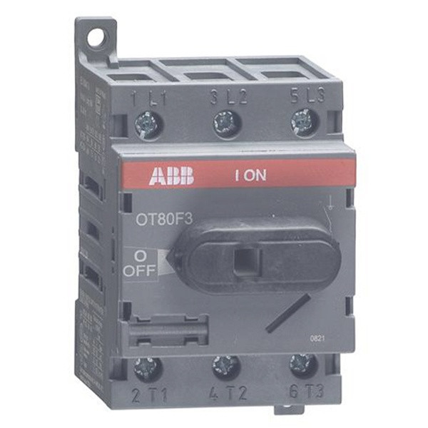 Рубильник ABB OT80F3 80А 3P на DIN-рейку или монтажную плату (с ручкой) 1SCA105798R1001