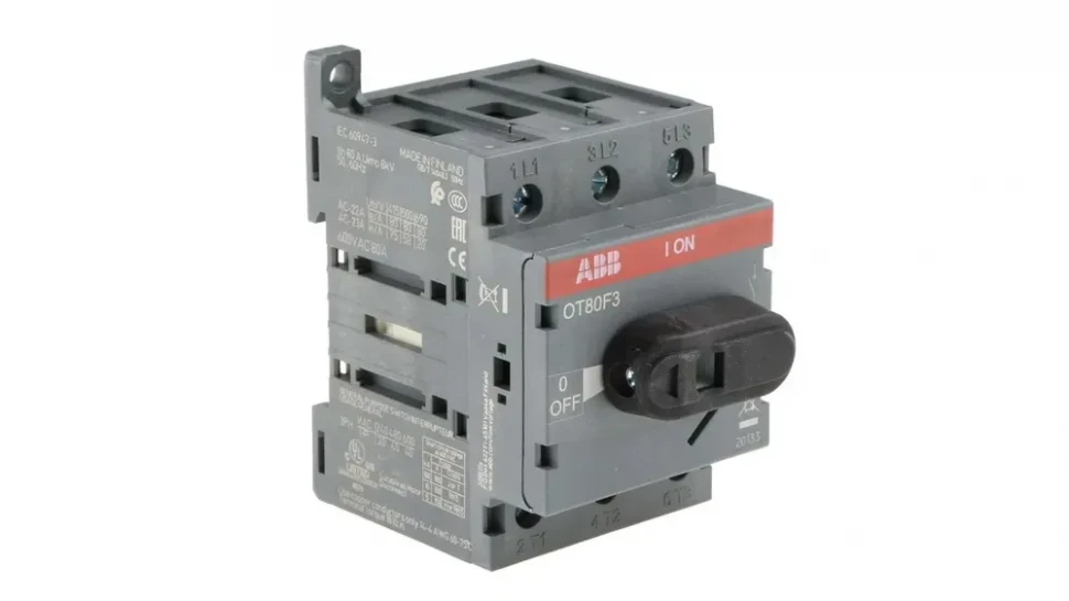 Рубильник ABB OT80F3 80А 3P на DIN-рейку или монтажную плату (с ручкой) 1SCA105798R1001