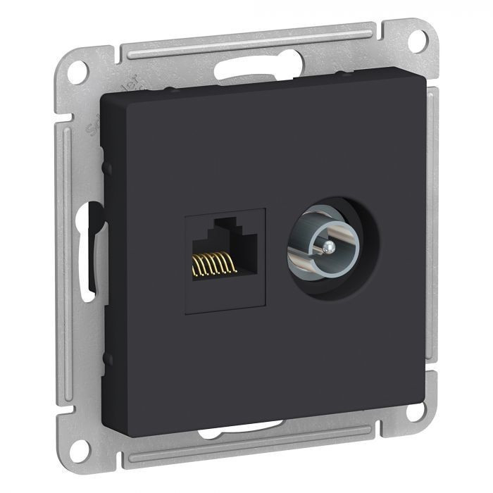 Розетка TV+RJ-45 Systeme Electric Atlas Design карбон ATN001089