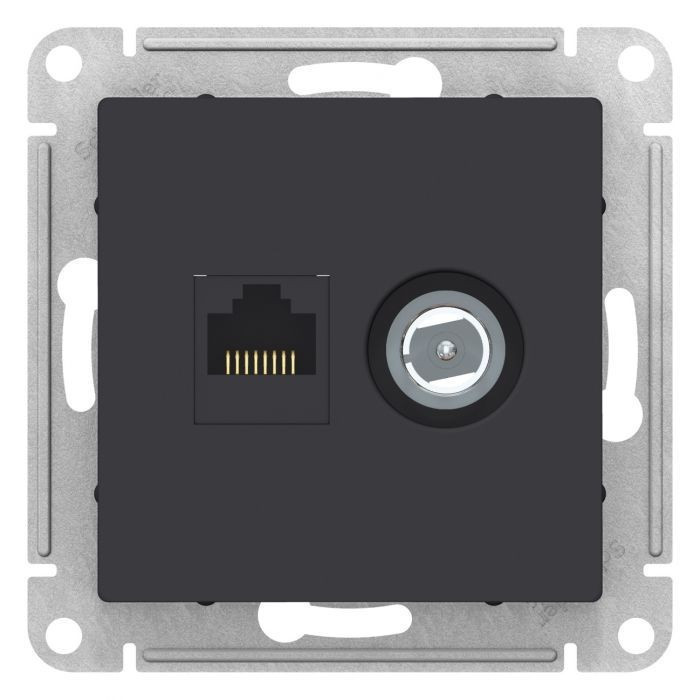 Розетка TV+RJ-45 Systeme Electric Atlas Design карбон ATN001089