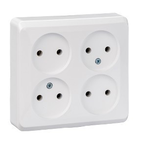 Розетка 4К без шторок 16А 250B Белая Systeme Electric Этюд PA16-205B
