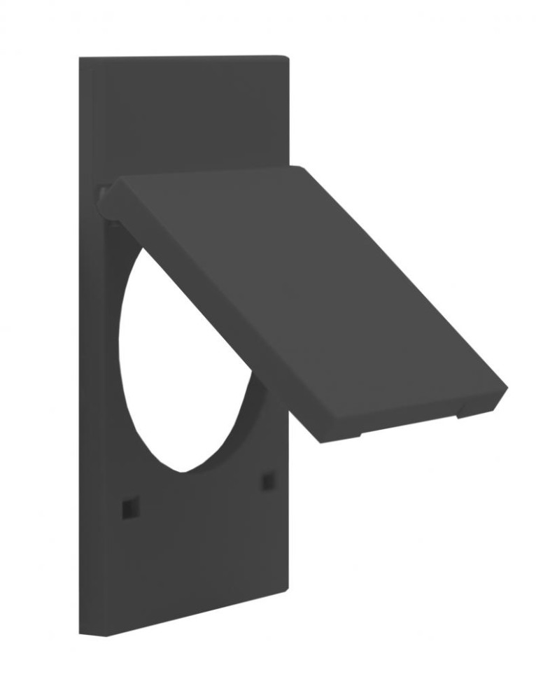 Накладка с крышкой на розетку 220V с/з со шторками винтовой зажим 16A (Черный матовый) 