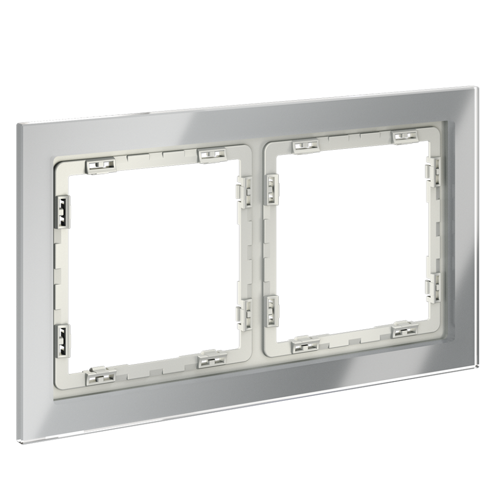 Рамка стеклянная VOLTUM S70 на 2 поста, (сталь, стекло)