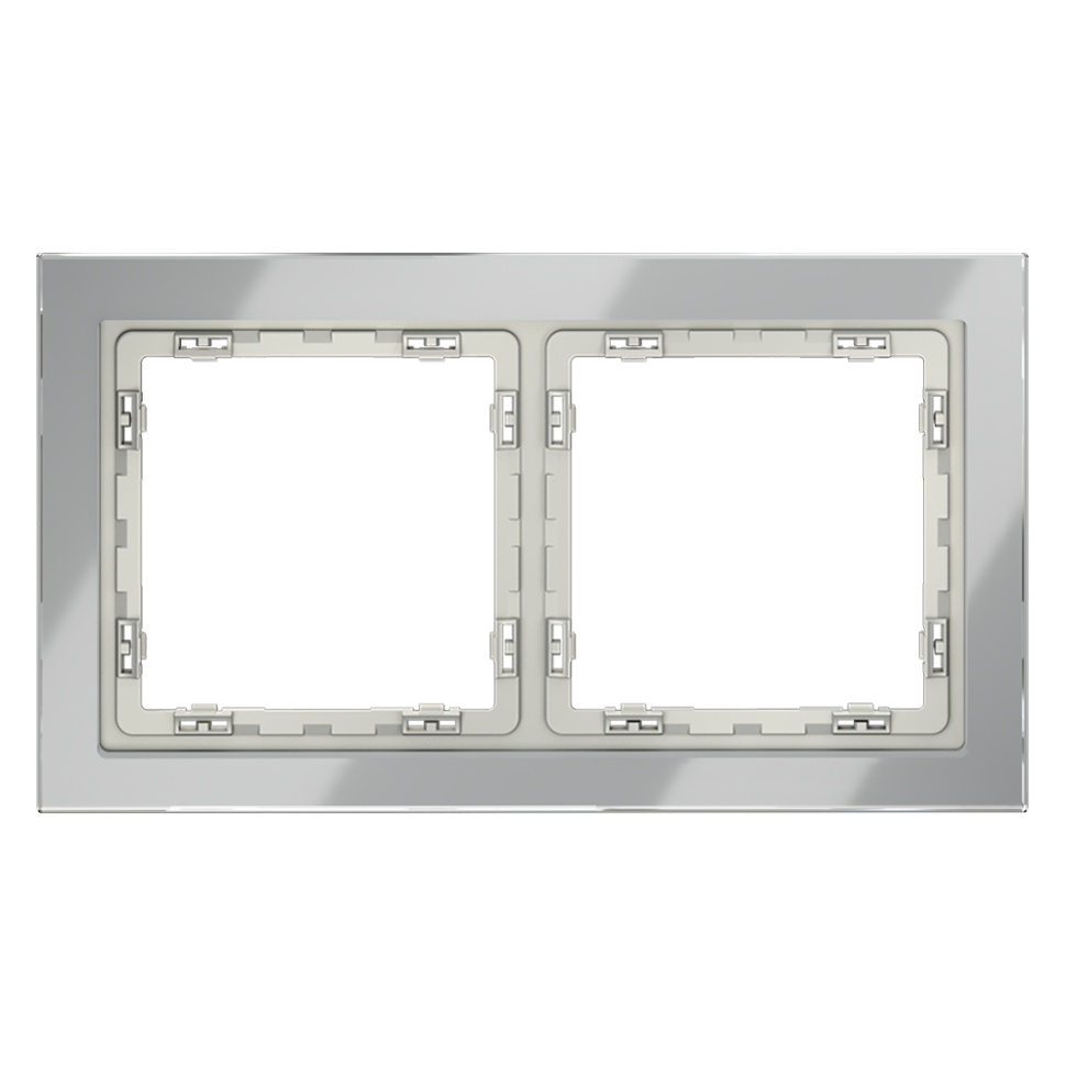 Рамка стеклянная VOLTUM S70 на 2 поста, (сталь, стекло)