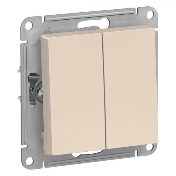 Выключатель двухклавишный Systeme Electric Atlas Design бежевый ATN000251