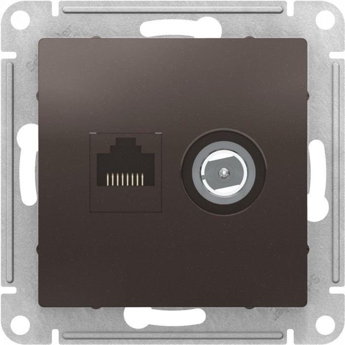 Розетка TV+RJ-45 Systeme Electric Atlas Design мокко ATN000689