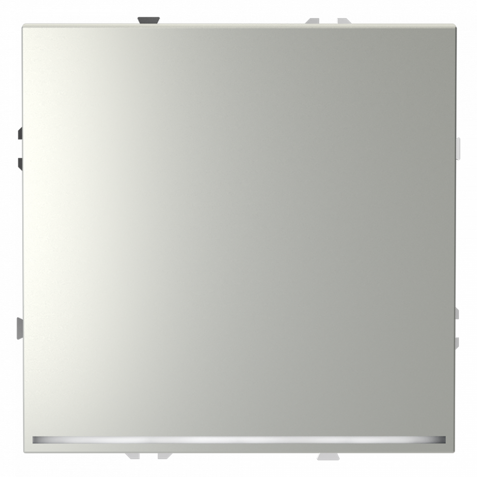 Проходной переключатель встраиваемый VOLTUM S70 одноклавишный с подсветкой 10А, (сталь) VLS010405