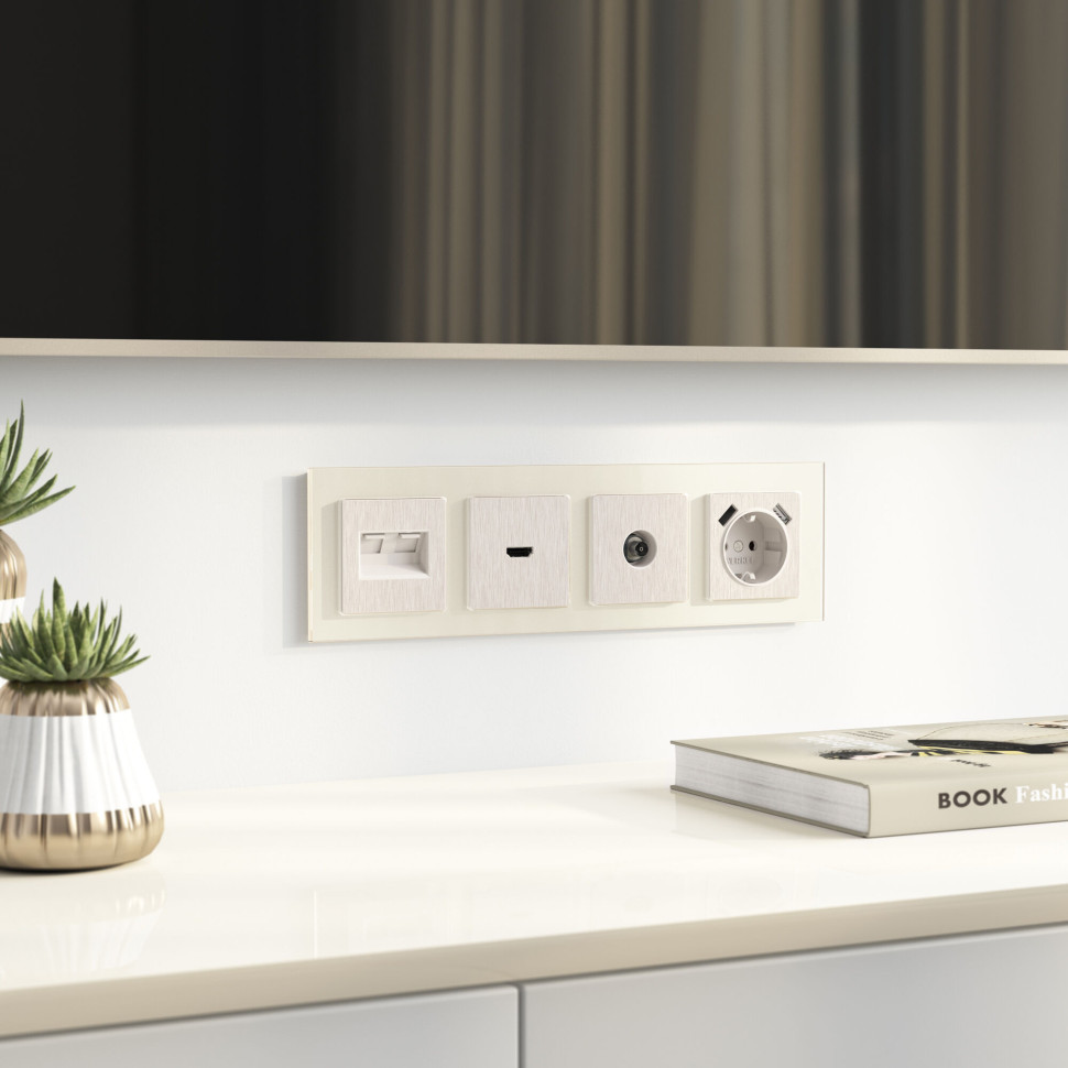 W1196013/ Накладка для розетки HDMI (перламутровый рифленый) W1196013