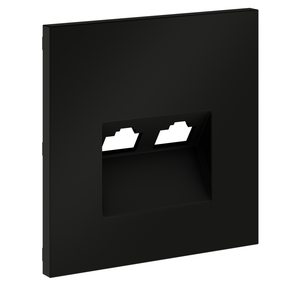 Накладка для розетки компьютерной двойной RJ45+RJ45 кат.6, S70 (черный матовый)