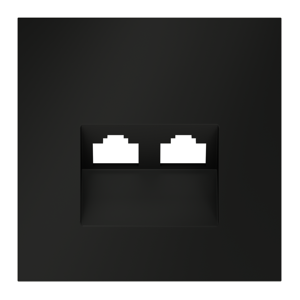 Накладка для розетки компьютерной двойной RJ45+RJ45 кат.6, S70 (черный матовый)