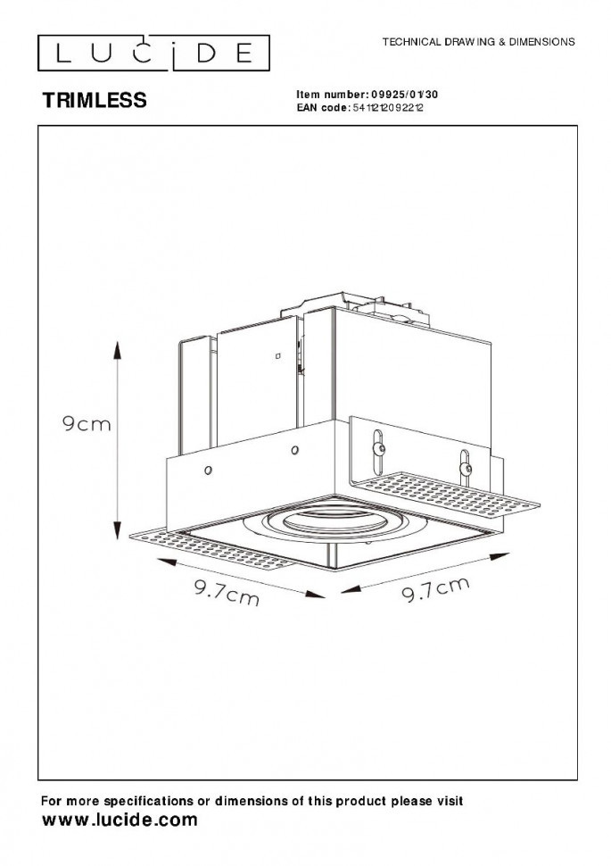 Встраиваемый светильник Lucide Trimless 09925/01/30