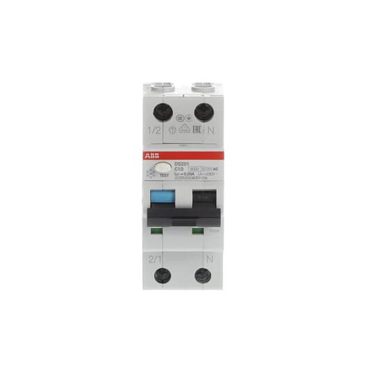 Дифференциальный автомат (АВДT) ABB DS201 C10 AC30 Тип-AC 1P+N 10A 30мА х-ка C 6kA  2CSR255080R1104