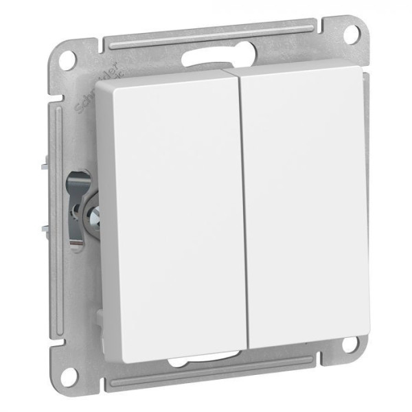 Выключатель двухклавишный Systeme Electric Atlas Design белый ATN000151