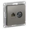 Розетка TV+RJ-45 Schneider Electric Atlas Design сталь ATN000989