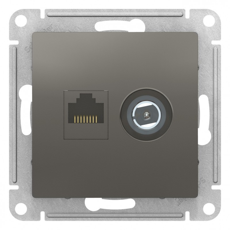 Розетка TV+RJ-45 Schneider Electric Atlas Design сталь ATN000989