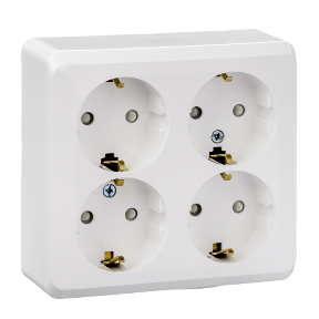 Розетка 4К+З со шторками 16А 250B Белая Systeme Electric Этюд PA16-208B