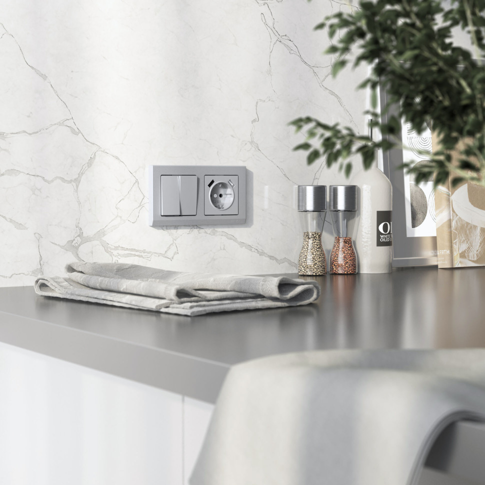 Накладка для розетки USB серебряный матовый W1179565
