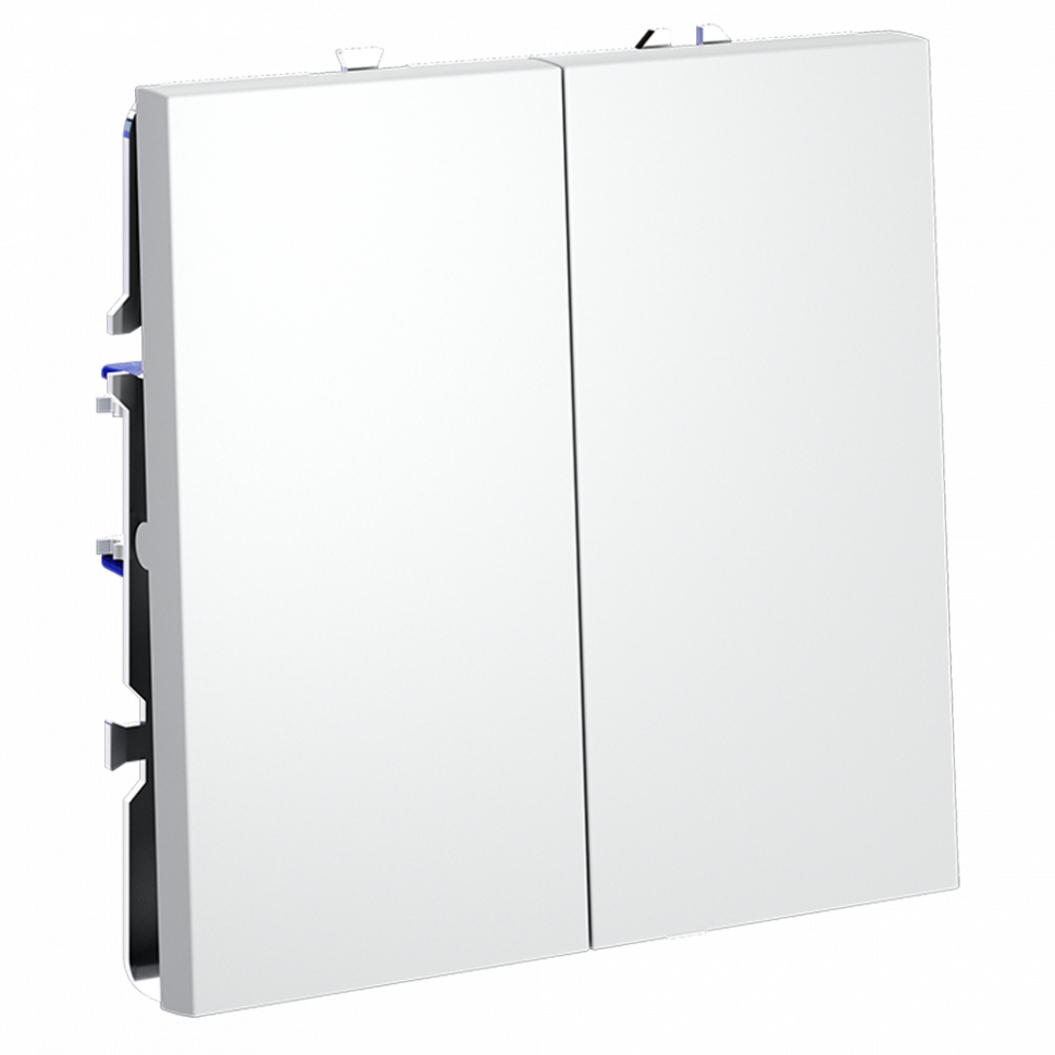 Выключатель встраиваемый VOLTUM S70 двухклавишный 10А, (белый матовый) VLS020102