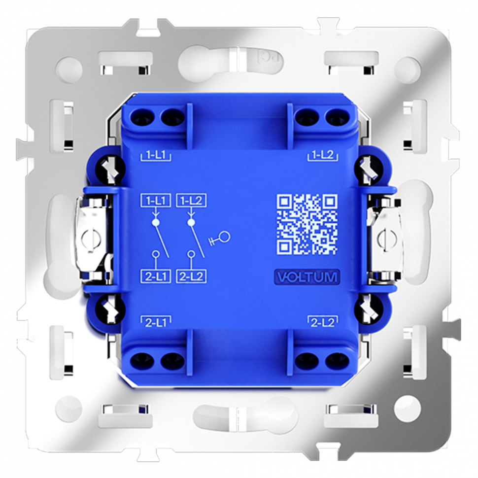 Выключатель встраиваемый VOLTUM S70 двухклавишный 10А, (белый матовый) VLS020102
