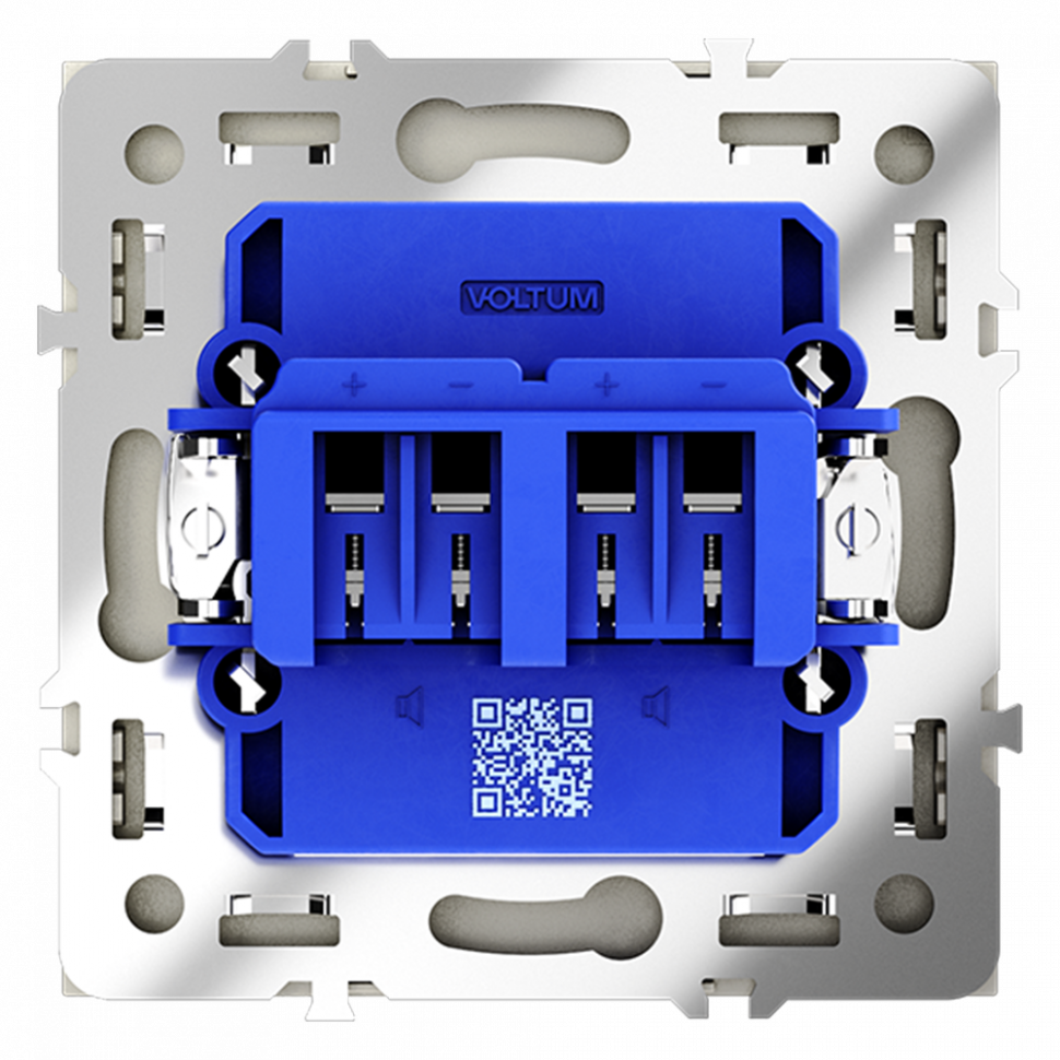 Розетка акустическая встраиваемая VOLTUM S70 4-местная, (сталь) VLS060305
