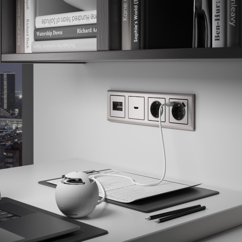 W1196002/ Накладка для розетки HDMI (глянцевый никель) W1196002