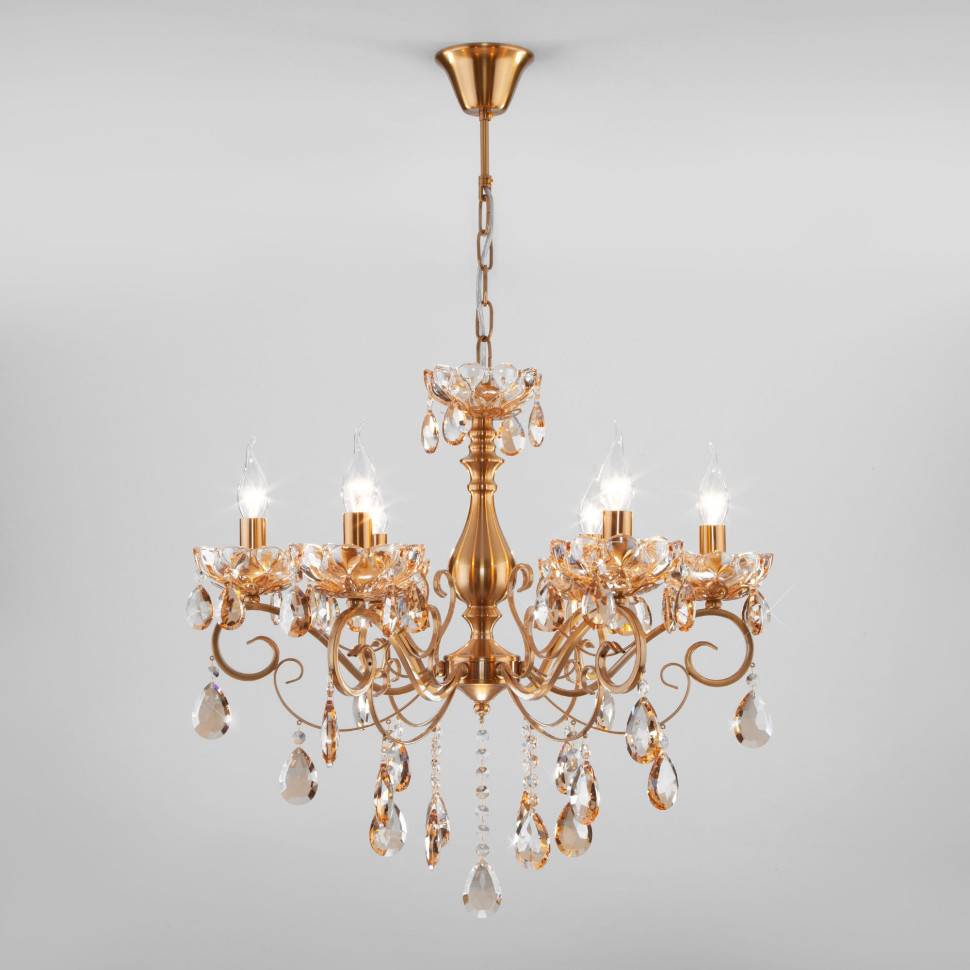 Подвесная хрустальная люстра 10109/6 бронза/тонированный хрусталь Strotskis