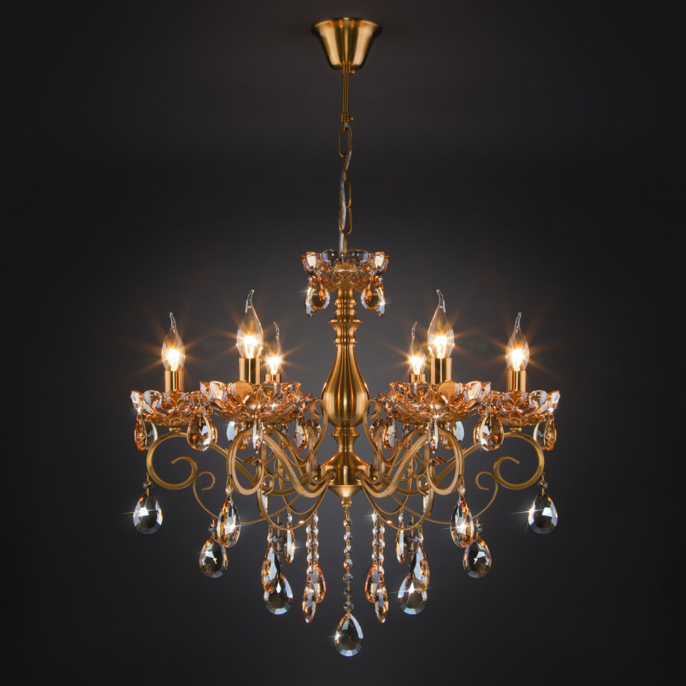 Подвесная хрустальная люстра 10109/6 бронза/тонированный хрусталь Strotskis