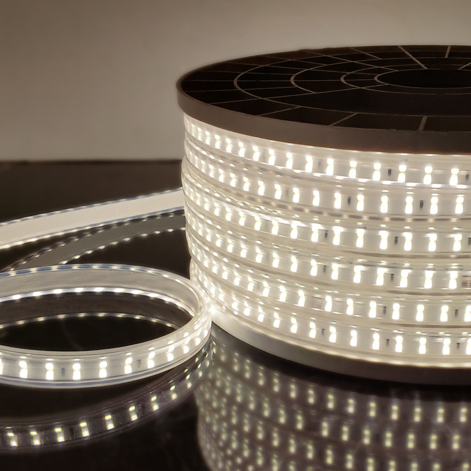 Светодиодная лента 220 В 18 Вт/м 180 Led/м 2835 IP65, дневной белый 4200К, 50 м Лента светодиодная 220V 18W 180Led 2835 двухрядная IP65 дневной белый, 50 м