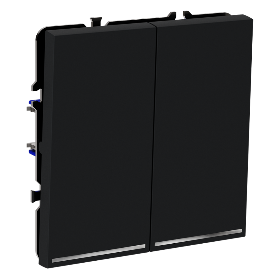 Проходной переключатель встраиваемый VOLTUM S70 двухклавишный с подсветкой 10А, (графит)