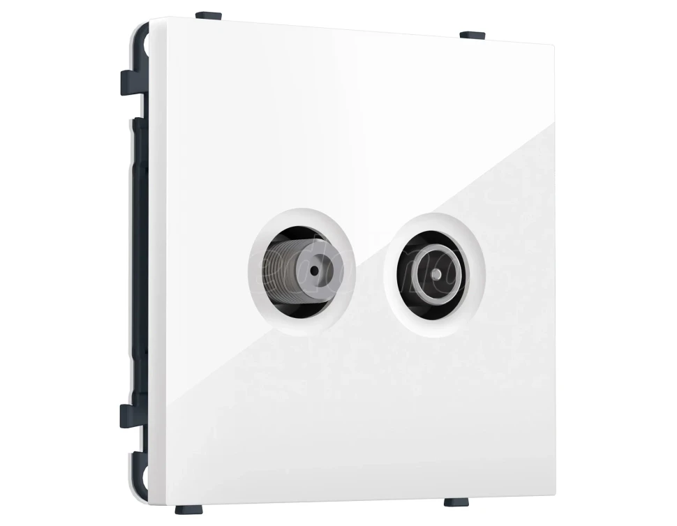 MS113310 Комплект механизма розетки TV оконечной + SAT SIGMA Белый глянец 5-862MHz 3.5dB/950-2150MHz 3.8dB QUANT PRO (SP1133, PR217)