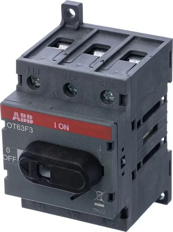 Рубильник ABB OT63F3 63А 3P на DIN-рейку или монтажную плату (с ручкой) 1SCA105332R1001