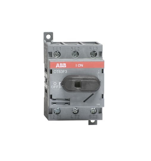 Рубильник ABB OT63F3 63А 3P на DIN-рейку или монтажную плату (с ручкой) 1SCA105332R1001