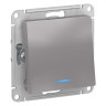 Переключатель одноклавишный Systeme Electric Atlas Design с подсветкой, алюминий ATN000363