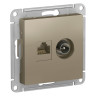Розетка TV+RJ-45 Systeme Electric Atlas Design шампань ATN000589
