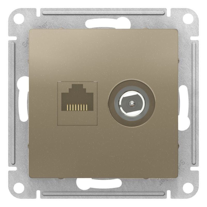 Розетка TV+RJ-45 Systeme Electric Atlas Design шампань ATN000589
