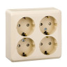 Розетка 4К+З со шторками 16А 250B Кремовая Systeme Electric Этюд PA16-208K