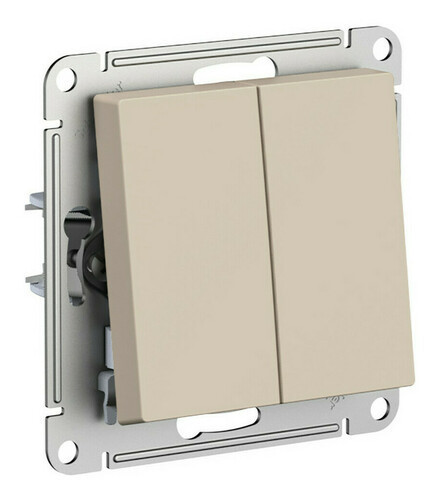 Выключатель двухклавишный Schneider Electric Atlas Design песочный ATN001251