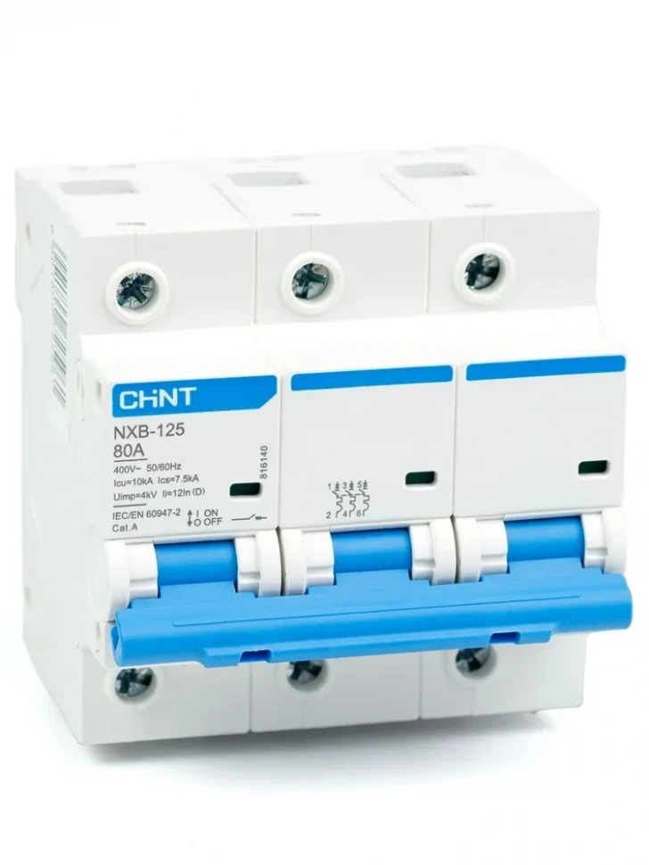 Автоматический выключатель CHINT NXB-125 3P 80А 10kA х-ка C 816139