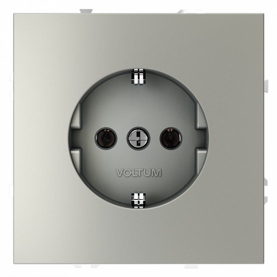 Розетка встраиваемая VOLTUM S70 с заземлением 16А, (сталь) VLS040105
