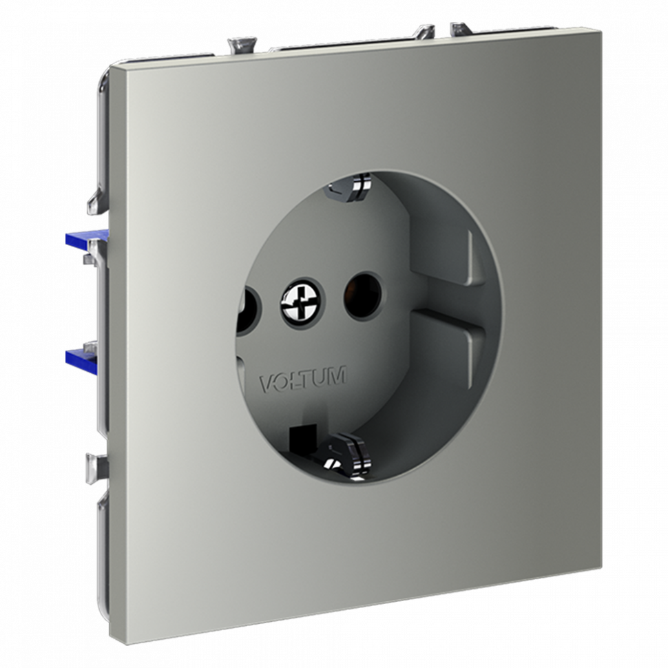Розетка встраиваемая VOLTUM S70 с заземлением 16А, (сталь) VLS040105